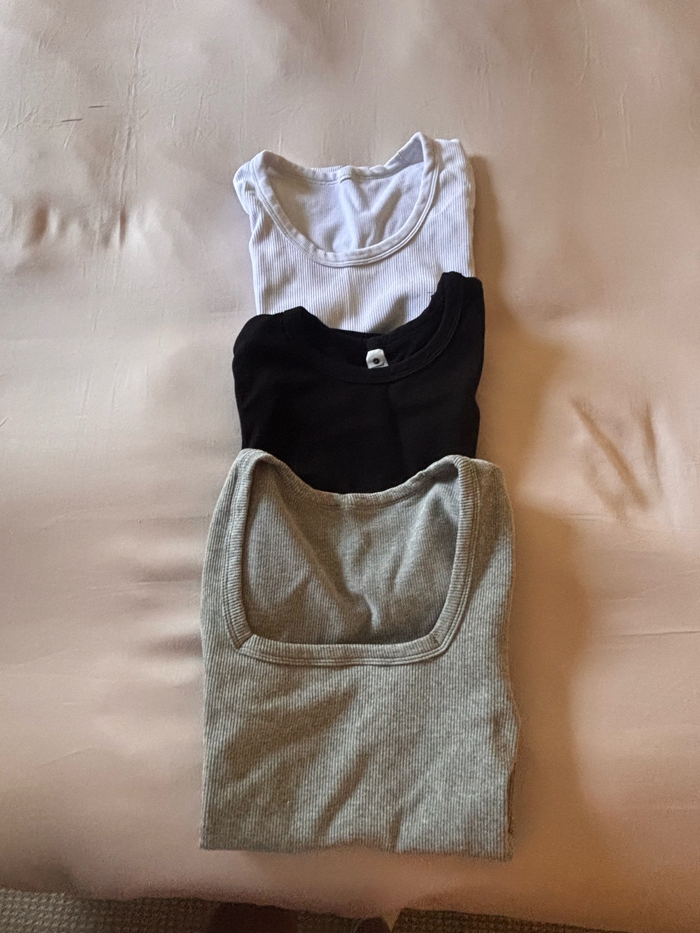 3-Piece Ribbed Knit Top Bundle | Gray, White & Black | Square & Crew Neck Basics - Picture 8 of 8